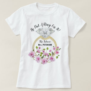 T-shirt He Put A Ring On It Modern Diamond Floral