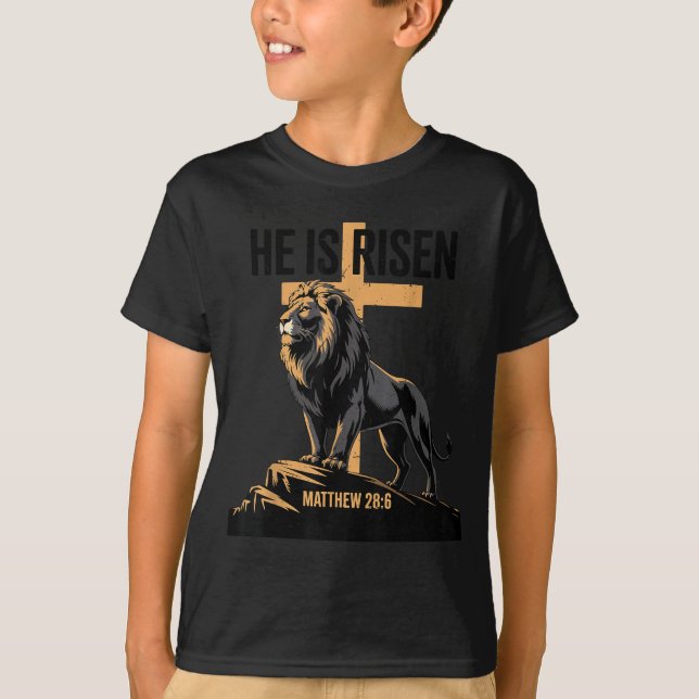 T-shirt He Risen Jesus Lion Judah Easter (Devant)