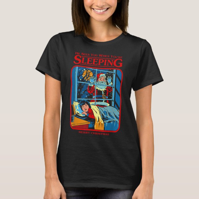 T-shirt He Sees You When You're Sleeping Merry Christmas  (Devant)