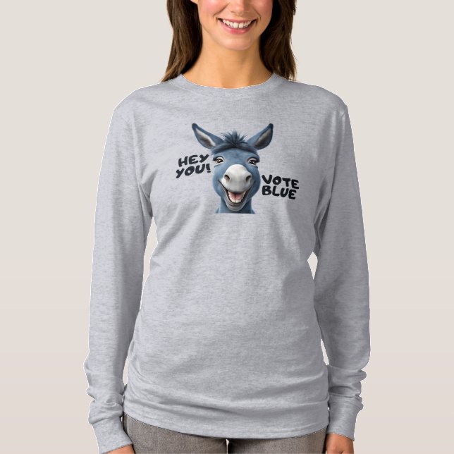 T-shirt Hé toi, vote bleu, sweatshirt âne (Devant)