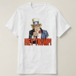 T-shirt Hé Trump ! Oncle Sam avec le doigt moyen anti-Trum