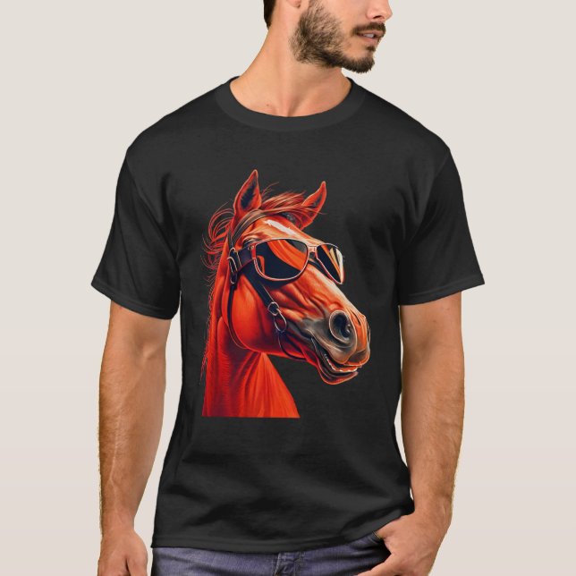 T-shirt Head Horses  Humorous Sunglasses  2 (Devant)