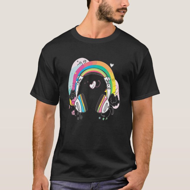 T-shirt Headphones Dj Music  EDM Festival (Devant)