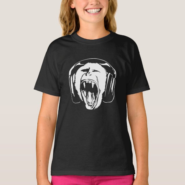 T-shirt Headphones Musique singe (Devant)