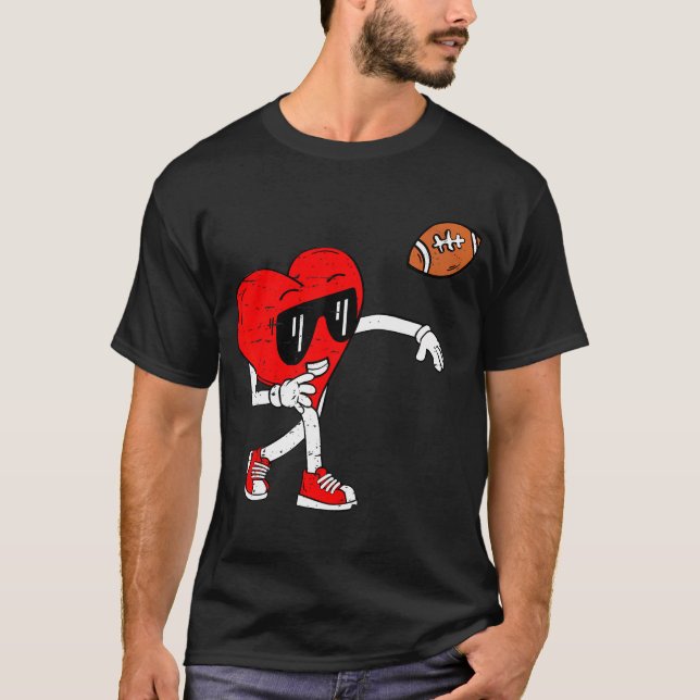 T-shirt Heart American Football Valentines Day Boys Men Ki (Devant)