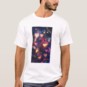T-shirt Heart Bokeh éclaire dans un jardin nocturne rêvé