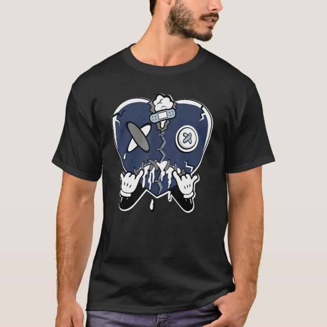 T-shirt Heart Crying  Midnight Navy 6s Matching (Devant)