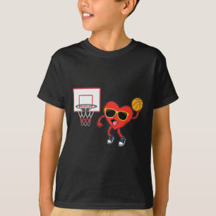 T-shirt Heart Dunk Joueur de basket Valentines Jour Amour 