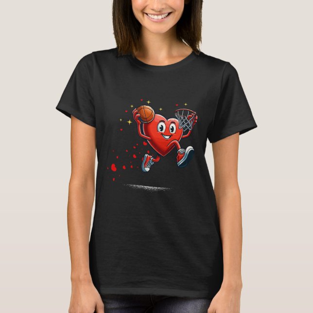 T-shirt Heart Dunking Valentines Day Bysketll Kids (Devant)