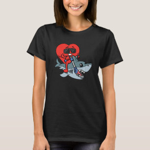 T-shirt Heart équitation Shark Valentines Journée Animal L