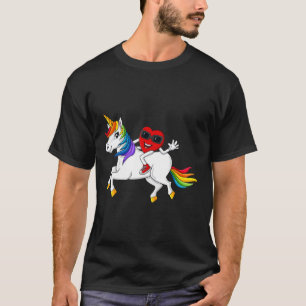 T-shirt Heart équitation Unicorn Valentine's Day Fun Girls