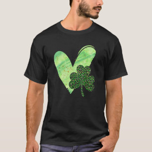 T-shirt Heart Leopard C Shamrock Lucky Jour de la Saint Pa
