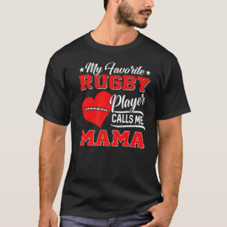 T-shirt Heart Mon Joueur De Rugby préféré m'appelle maman