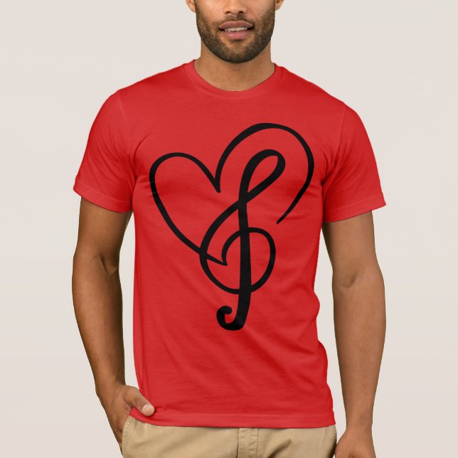 T-shirt Heart Music Note I Love.Music (Devant)
