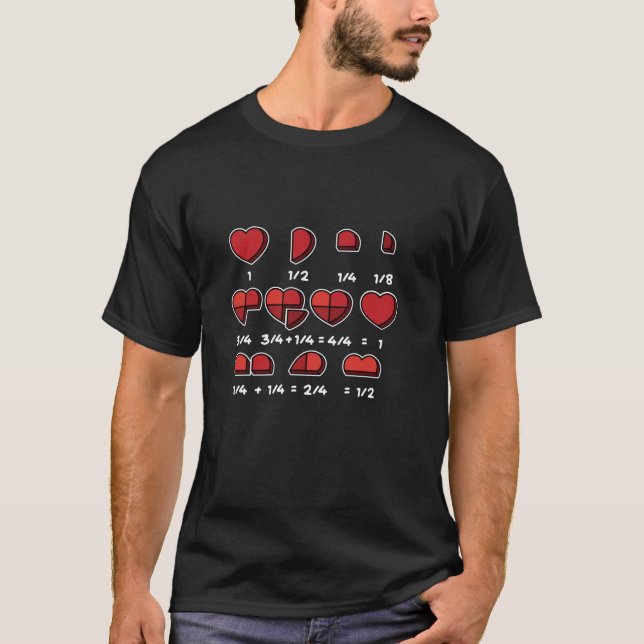 T-shirt Heart Quick Math Fractions Math Enseignants Valent (Devant)