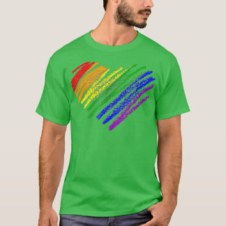 T-shirt Heart Rainbow Flag LGBT Gay Les Pride Support LGBT