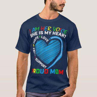 T-shirt Heart Sayers Mère Porter Bleu Fille Autisme