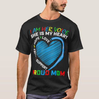 T-shirt Heart Sayers Mère Porter Bleu Fille Autisme