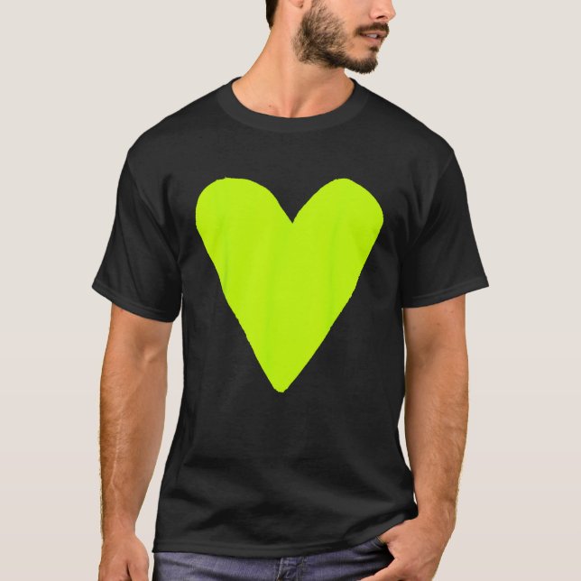 T-shirt Heart Shape Symbol Love Kindness Peace Lime (Devant)