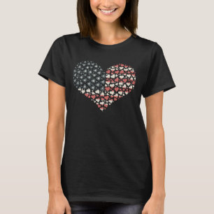 T-shirt Heart Shape US Flag Customized