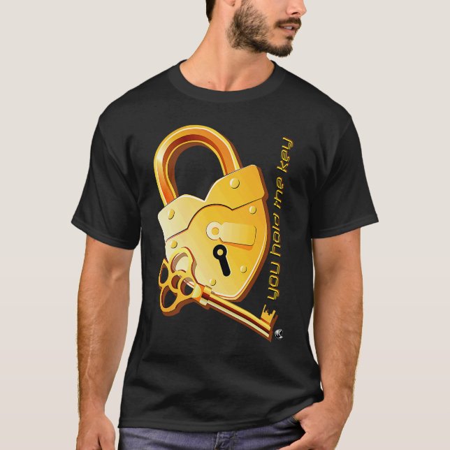 T-shirt Heart shaped padlock and key with the inscription (Devant)