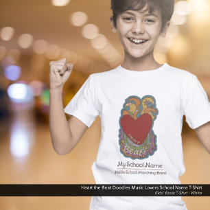 T-shirt Heart the Beat Doodle Music Lovers Nom de l'école