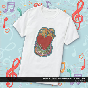 T-shirt Heart the Beat Doodles pour les mélomanes