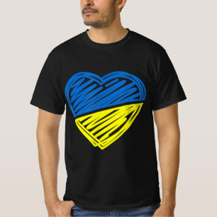 T-shirt Heart Ukraine Je Me Tiens Avec Le Drapeau Ukrainie