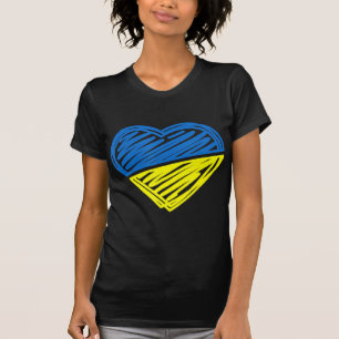T-shirt Heart Ukraine Je Me Tiens Avec Le Drapeau Ukrainie