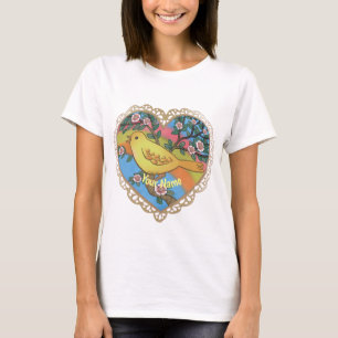 T-shirt Heart Yellow Bird