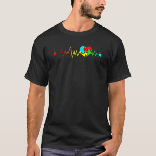 T-shirt Heartbeat Autistic Heart Love Puzzle Pièces Autism