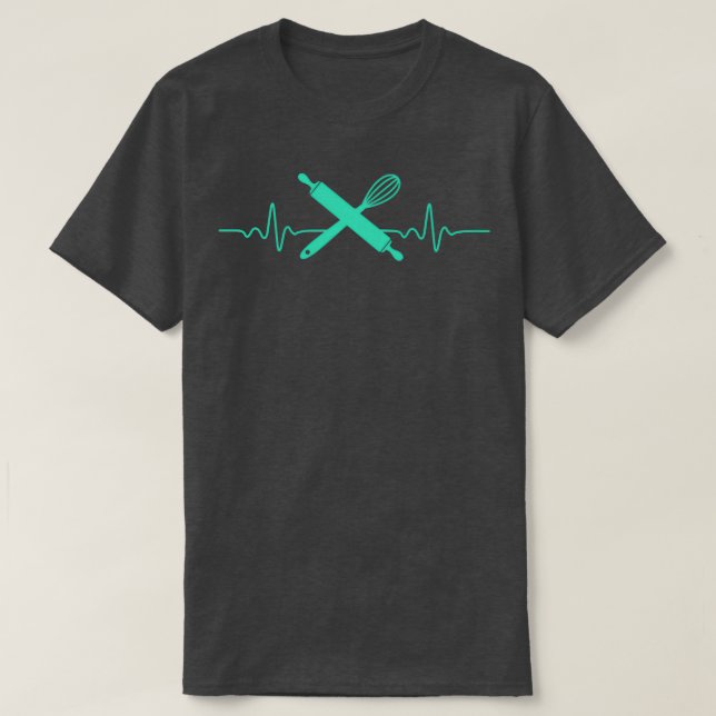 T-SHIRT HEARTBEAT BAKING COOL FUNNY BAKER ECG GIFT IDEA (Design devant)
