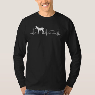 T-shirt Heartbeat Donkey Mule Heart Zoo Animal Farmer Farm