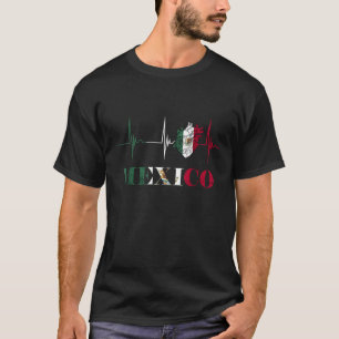 T-shirt Heartbeat EKG Pulse Mexico Heart Mexico Flag Mexiq