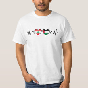 T-shirt Heartbeat Lebanon Palestine Unity drapeaux.