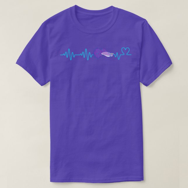 T-shirt Heartbeat Purple Betta Fish Funny Fishkeeping (Design devant)