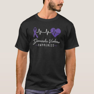 T-shirt Heartbeat Purple Ribbon Prix pour la violence fami