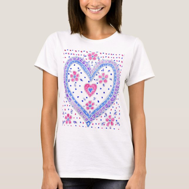 T-shirt Hearts and Rose Ladies Spaghetti Strap (Devant)