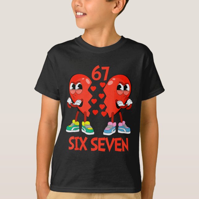 T-shirt Hearts Valentines Funny Six Seven 6 7 Meme Gen Alp (Devant)