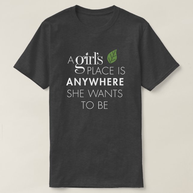 T-shirt Heather gris foncé Adulte Une place de fille Tee (Design devant)
