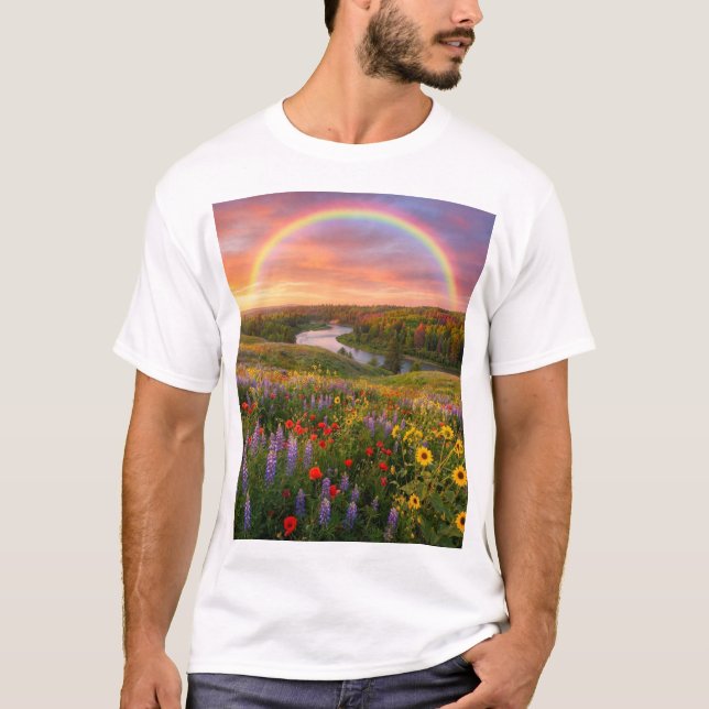 T-shirt Heaven’s Path: Double Rainbow & Wildflower Dreamsc (Devant)