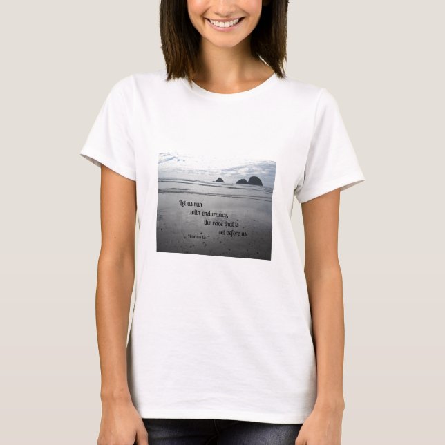T-shirt Hébreux 12:1 Courons avec endurance... (Devant)