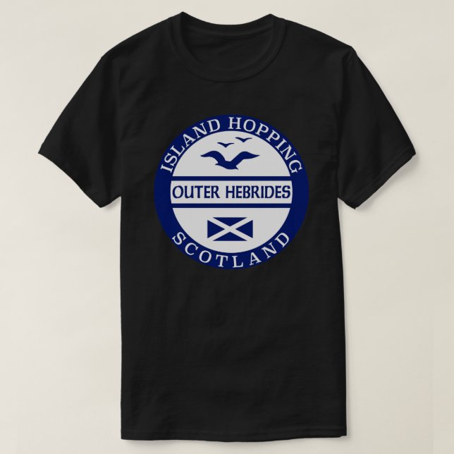 T-shirt Hébrides extérieures, Sticker des îles écossaises. (Design devant)
