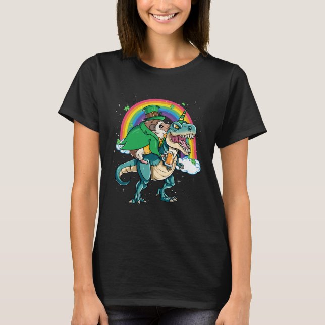 T-shirt Hedgehog Beer Dino Rex Horn Rainbow (Devant)