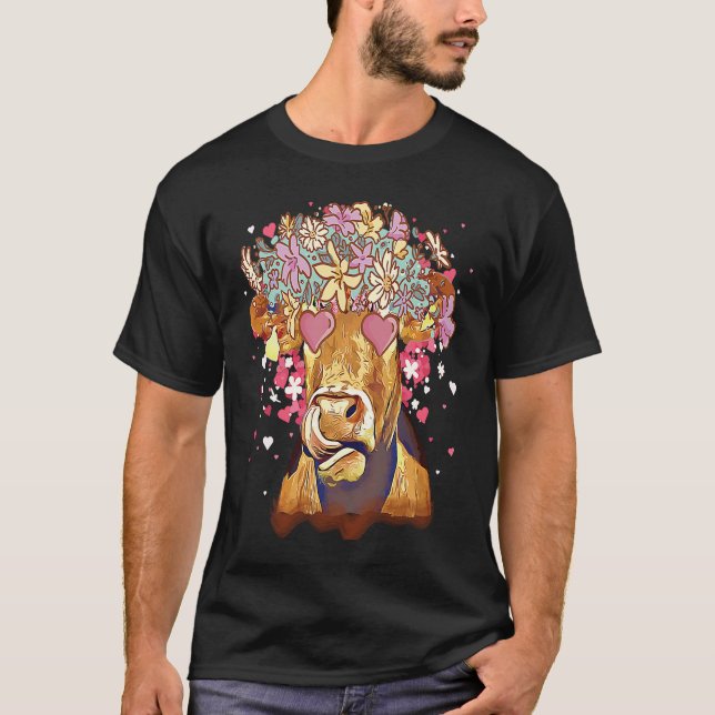T-shirt Heifer Valentines Day Western Highland Cow (Devant)