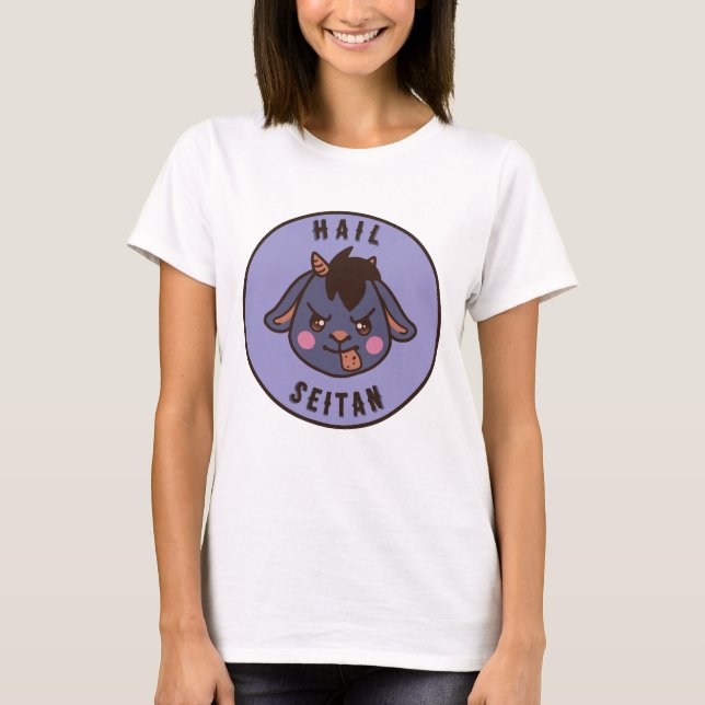 T-shirt Heil Seitan Cute Funny Vegan Goat Shirt (Devant)