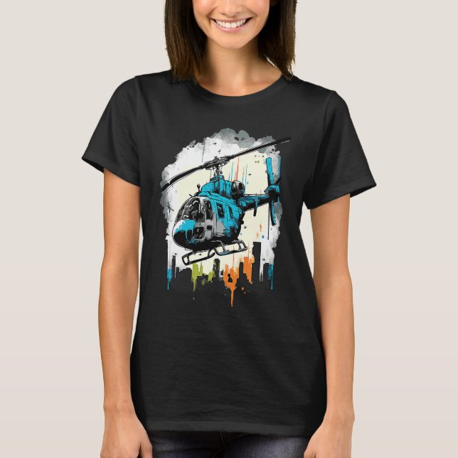 T-shirt Helicopter over the city  graffiti (Devant)