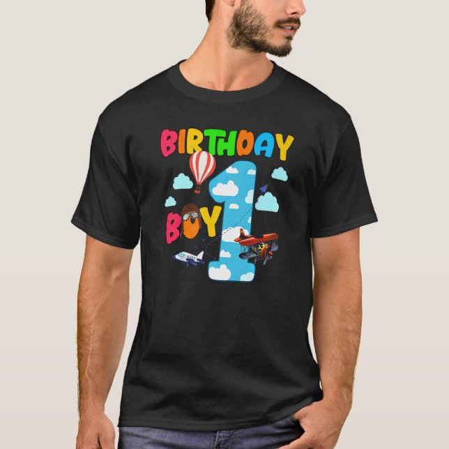 T-shirt Hélicoptère 1er anniversaire Boy Avion Avion Pilot (Devant)