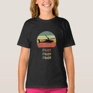 T-shirt Hélicoptère & Coucher de soleil, Aviation Simple R