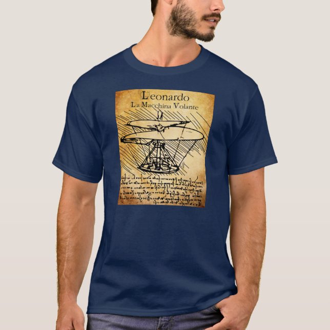 T-shirt Hélicoptère de Leonardo da Vinci (Devant)